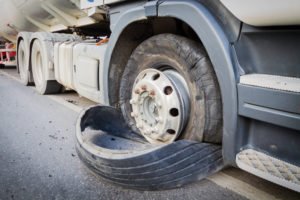 blown tyre on truck