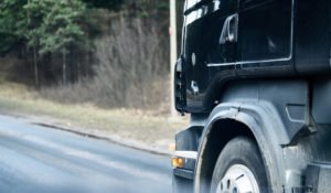 close-up of brown delivery truck