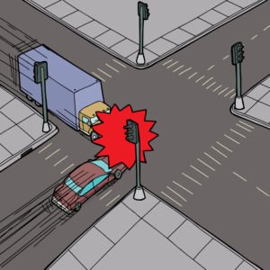 vector of car and truck accident at intersection