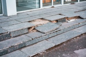 outdoor stairs have broken tiles