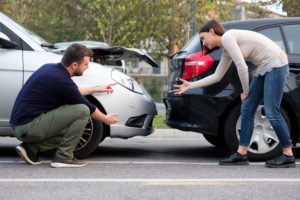 two motorists argue after a collision