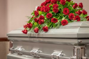 roses on a casket