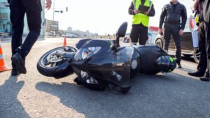 broken motorcycle on the road 