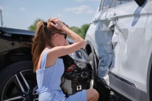 womans car is totaled after side impact collision